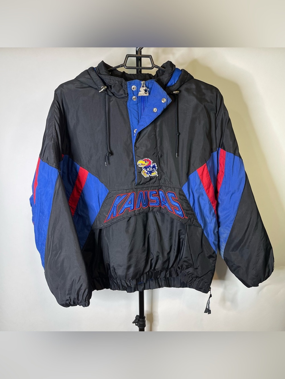 Vintage Starter Kansas University Jayhawks Pullover Half Zip Jacket Size XL Men’